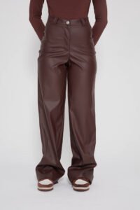 Calça Couro Eco Wide Leg
